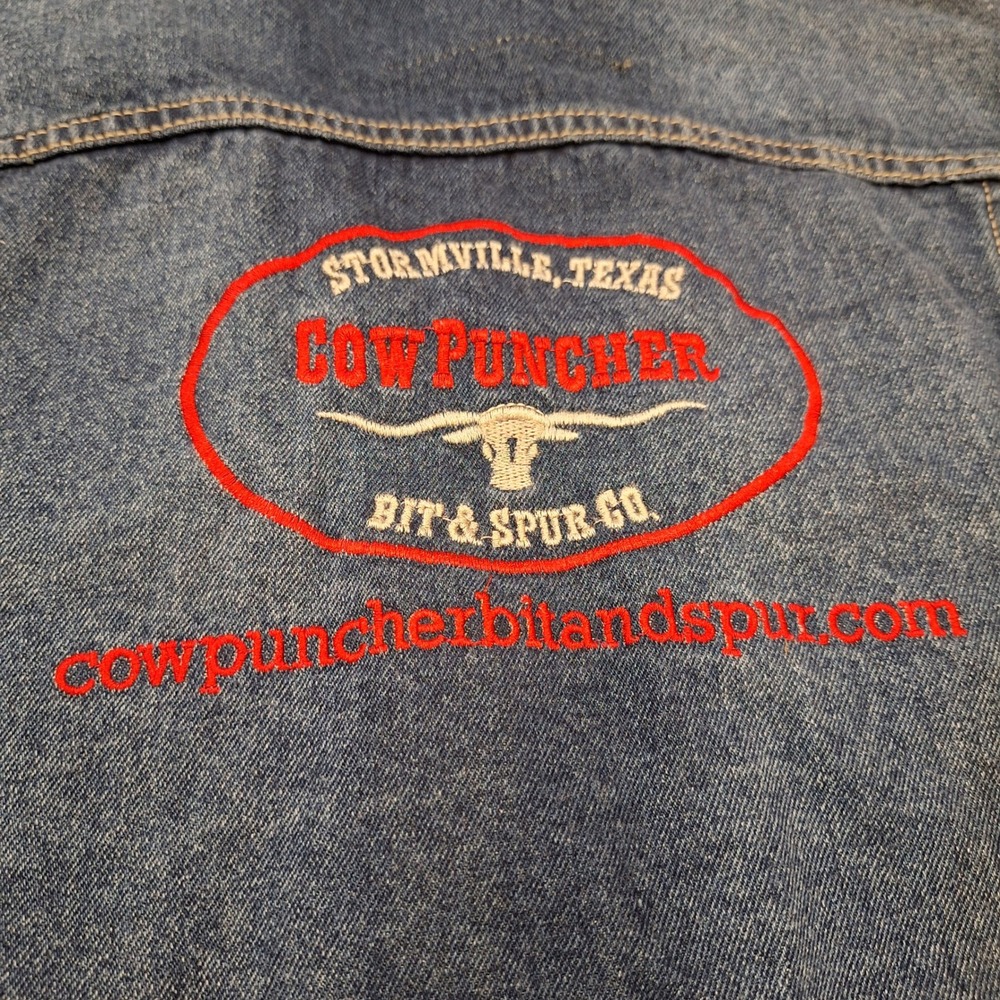 Cowboy Honor Denim Jacket Mens M Blue Cowpuncher Bit & Spur Co Trucker Western